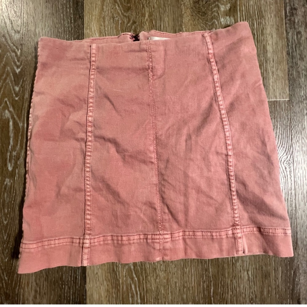 Jolt Mini Skirt Womens 11 Pink High Waisted Seamed Back Zip Denim Twill